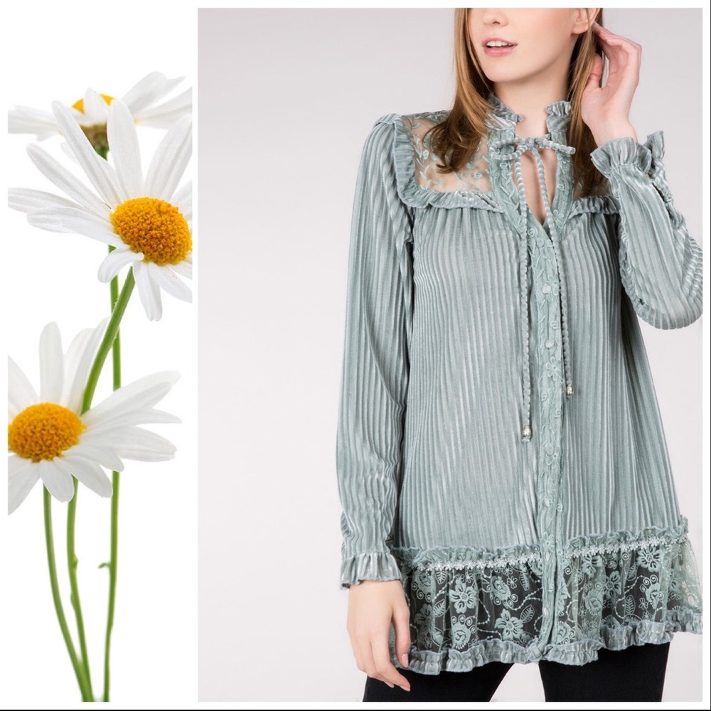 Feminine Feature Velvet Tunic Top - Picture 4 of 9